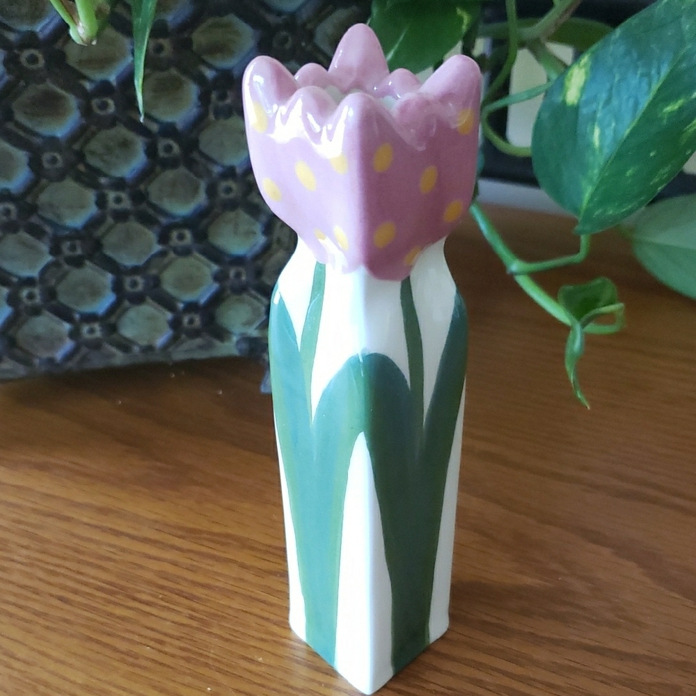 Pink and Green Tulip Vase